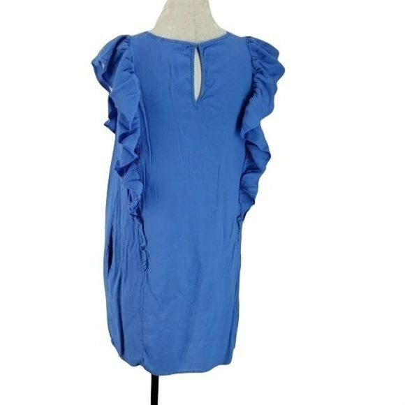 H&M H & M Blue Ruffle sleeveless size 12 mini Dress - Picture 2 of 7
